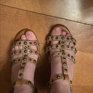 next 100% leather upper Sandals with studs